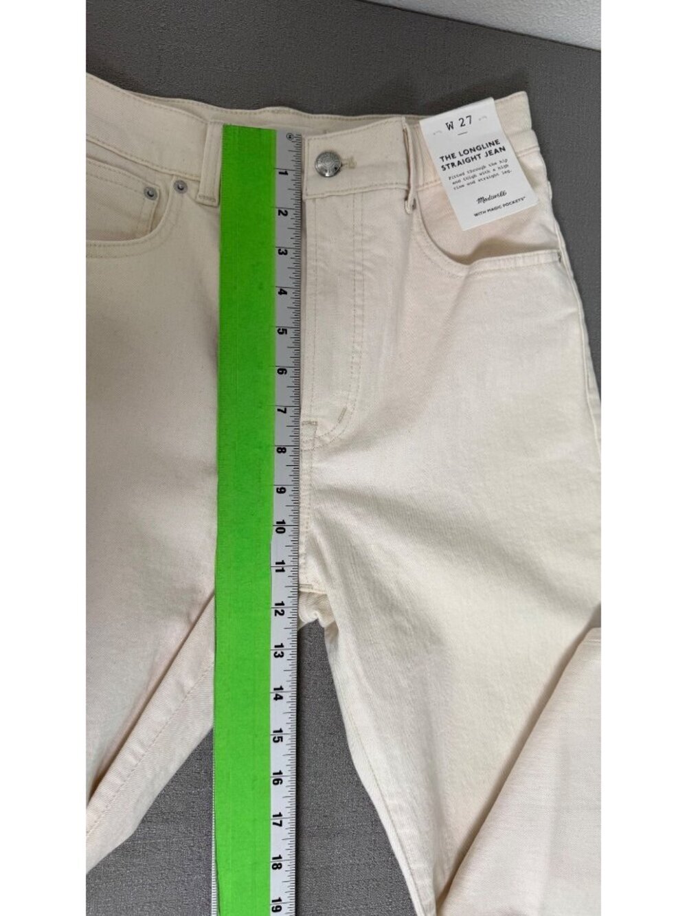 Madewell The Longline Straight Jean Cream Vintage Canvas Size 27 Stretch - Picture 14 of 16